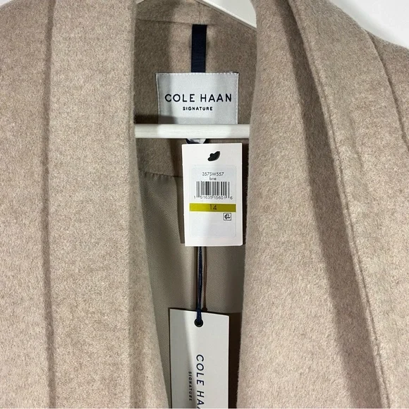 Cole Haan Slick Wrap Coat wool blend size 14 bone color - Picture 3 of 10